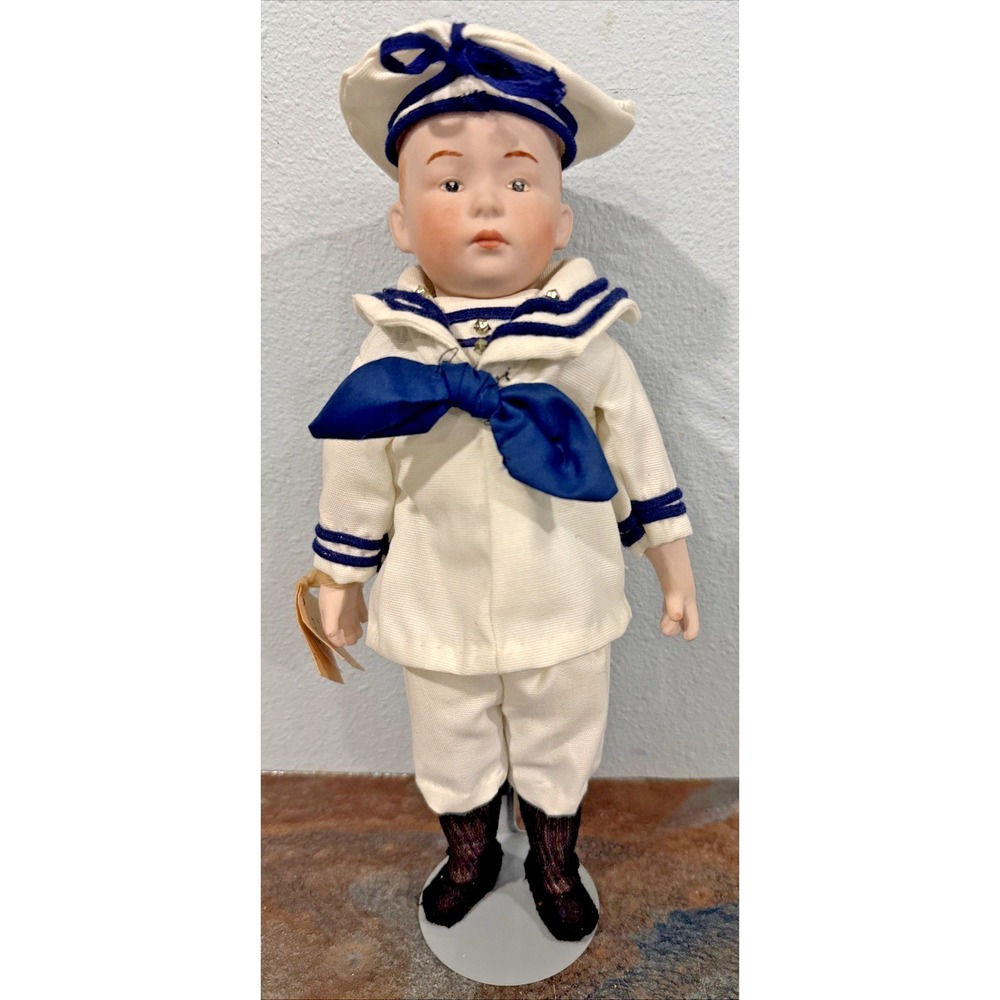 Reproduction Heubach Boy Bisque Doll Sailor Outfit Dorothy's Dolls 12"